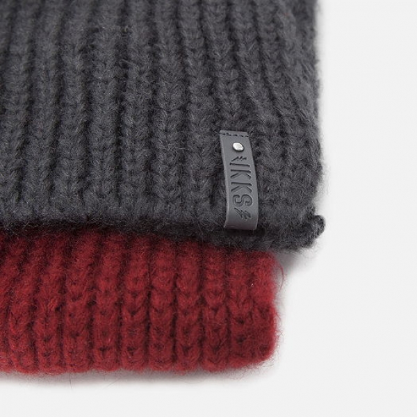 IKKS garcon city black knitted hat/scarf set rouge