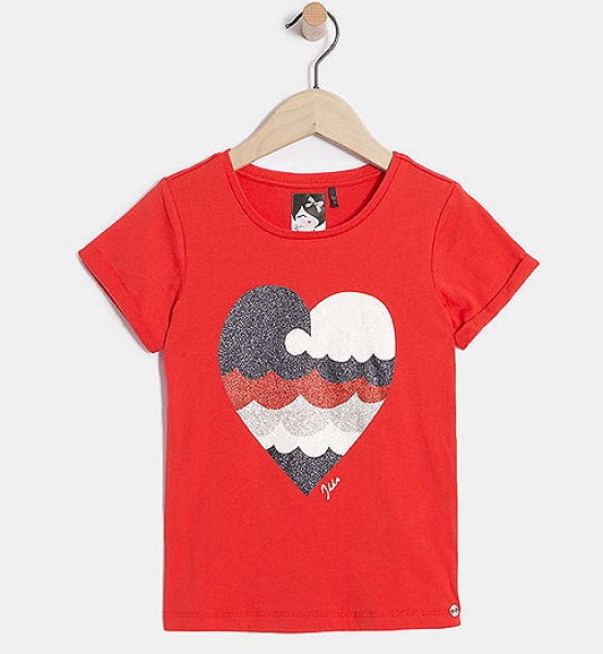 IKKS cargo glittering heart tee rouge orange