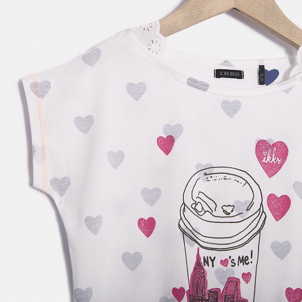 IKKS city couleur t-shirt "heart" blanc optique