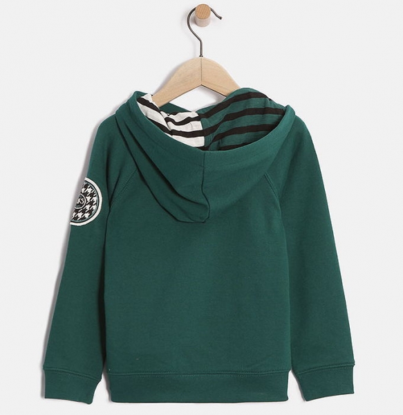 IKKS garcon city rock hooded sweater vert fonce