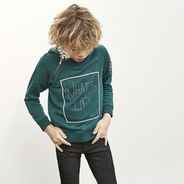 IKKS garcon city rock hooded sweater vert fonce