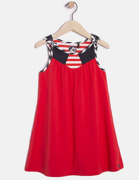 IKKS cargo sleeveless tricolor dress rouge orange