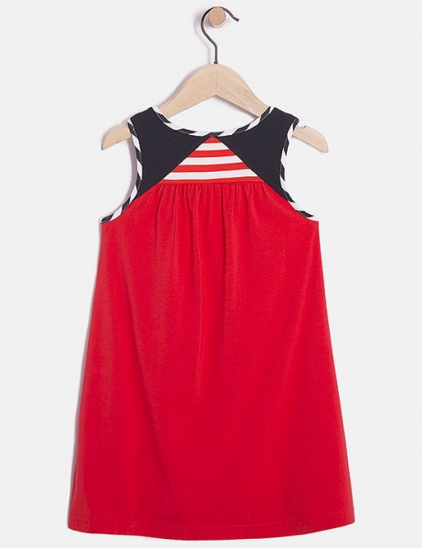IKKS cargo sleeveless tricolor dress rouge orange