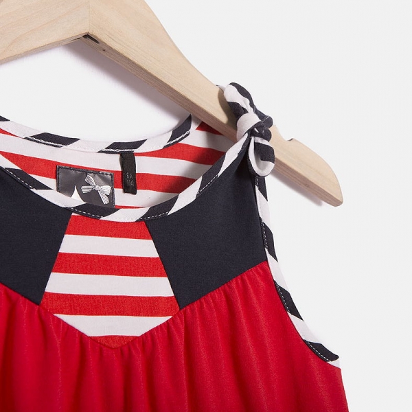 IKKS cargo sleeveless tricolor dress rouge orange