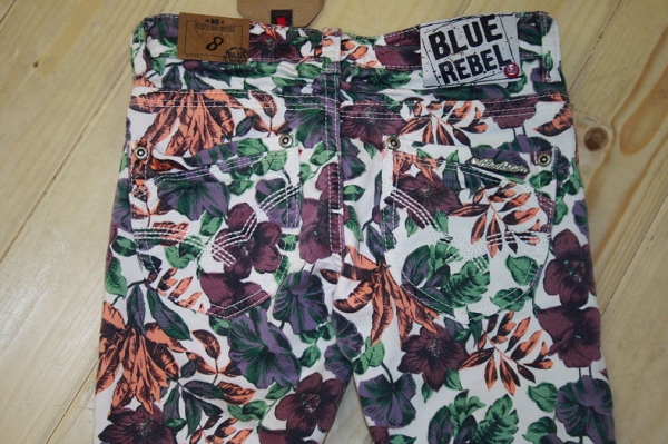 Blue Rebel girls skinny jegging denim pants Shiny tropical flower