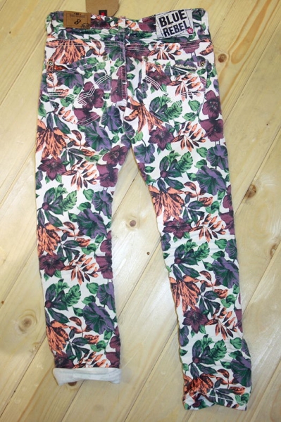Blue Rebel girls skinny jegging denim pants Shiny tropical flower