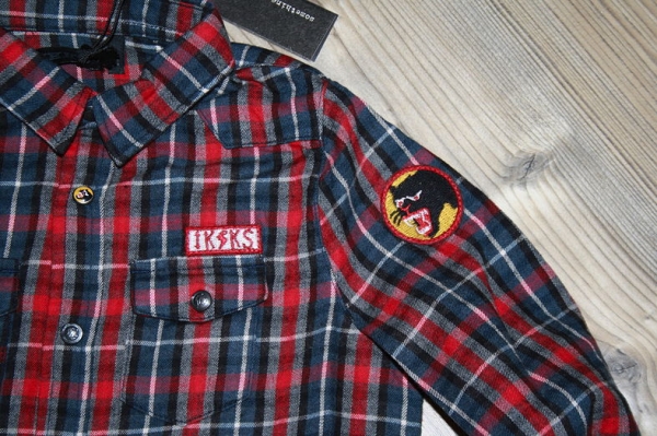 IKKS garcon city in Brooklyn checked shirt rouge fonce