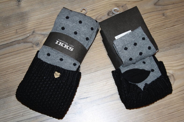 IKKS city black cuff tights noir dots