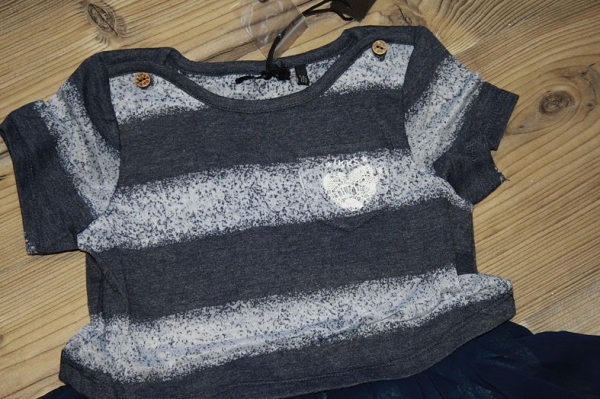 IKKS cargo kurzärmeliges Materialmixkleid raye navy ---nur noch Größe 5a/110---