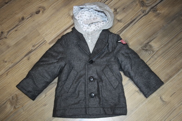 IKKS garcon city Rock hooded woolen coat gris chiné moyen