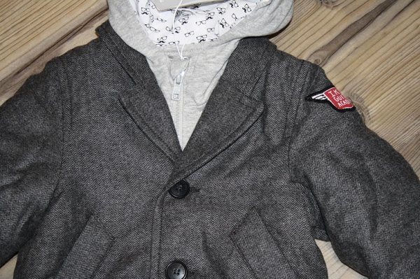IKKS garcon city Rock hooded woolen coat gris chiné moyen