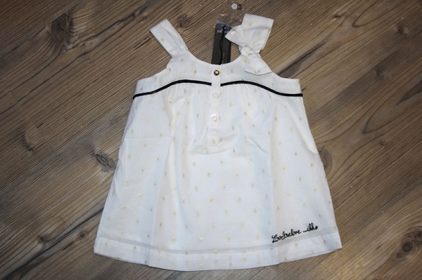 IKKS city chic sleeveless tunic top blanc cassé pois lurex