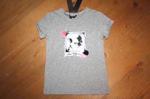 IKKS city black pom pom t-shirt gris chine