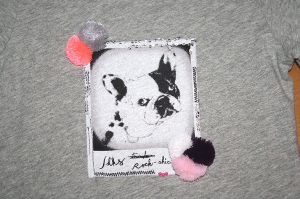 IKKS city black pom pom t-shirt gris chine