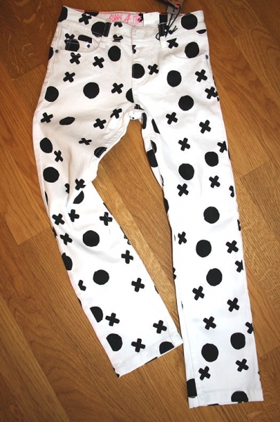 Sorry4theMess slim denim pants dots imp blanc