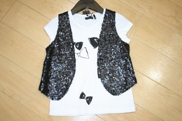 IKKS city black 2in1 t-shirt and gilet noir/blanc