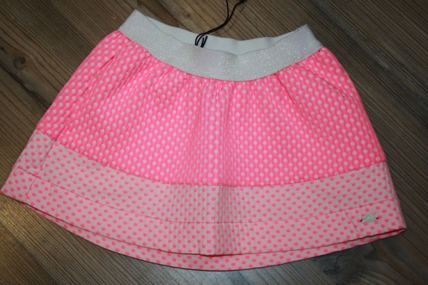IKKS exclusive pretty color dotty skirt rose fluo ---size 2y left only---