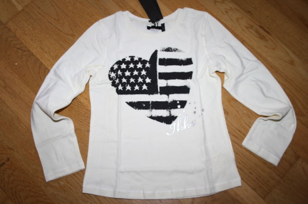 IKKS back to school Langarmshirt Flaggen-Herz ecru ---nur noch Größe 4a/104---