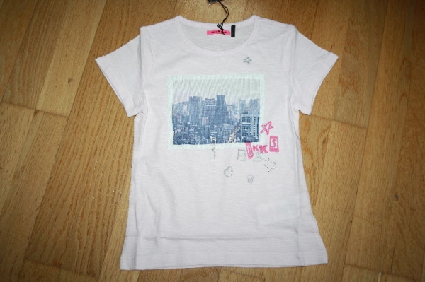 IKKS city black skyline tee rose poudre