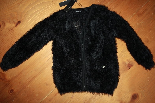 IKKS city black furry knitted cardigan noir ---size 6y left only---