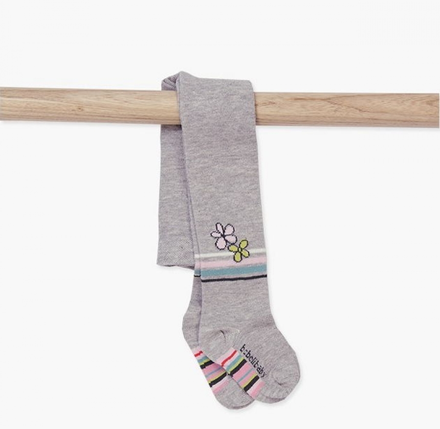 boboli baby girl Strumpfhose "Winter Flowers" melange grey