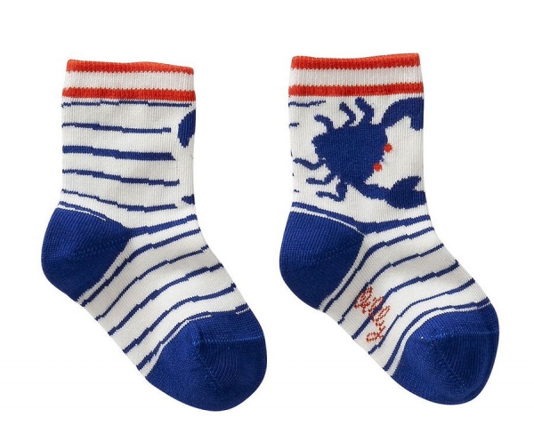 Oilily socks Monalisa wobbly stripe and crab blue
