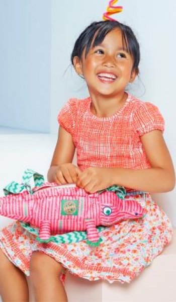 Oilily fabricmix dress Dottie minimal check orange