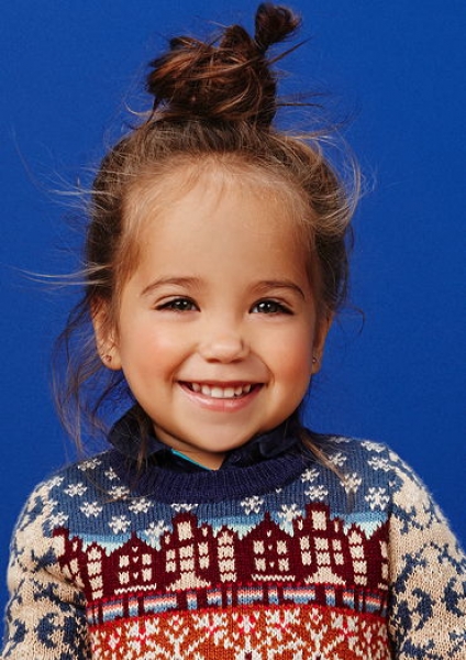 Oilily knitted dress Kasja jacquard blue houses