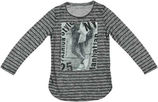 Geisha knitted longshirt grey melange/black