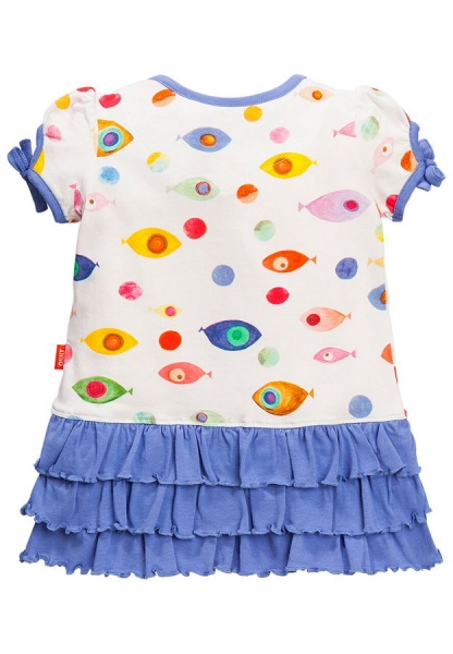 Oilily jerseydress Trippletail aop fish combi white