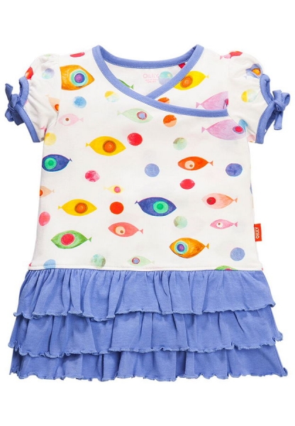Oilily jerseydress Trippletail aop fish combi white