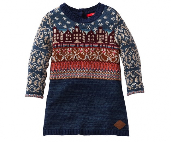 Oilily knitted dress Kasja jacquard blue houses