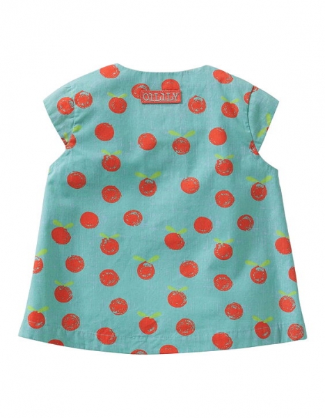 Oilily sleeveless blouse cherry dots blue