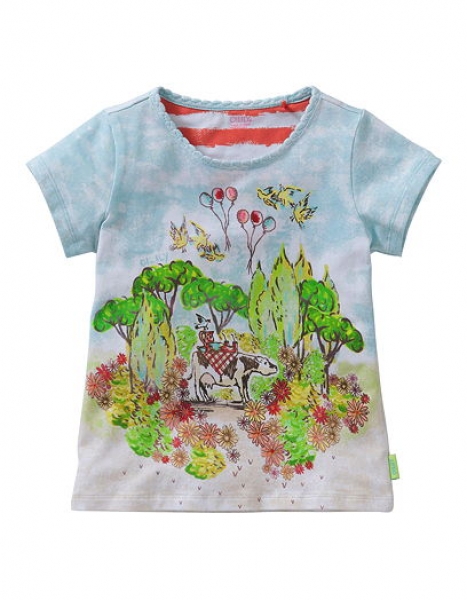 Oilily t-shirt Ti panel cow in the park light blue